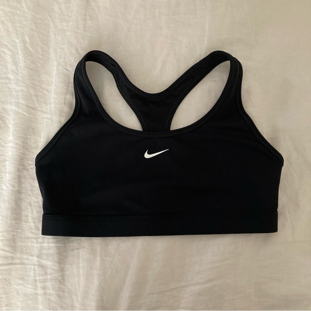 Nike Women's Black Sports Bra with White Logo